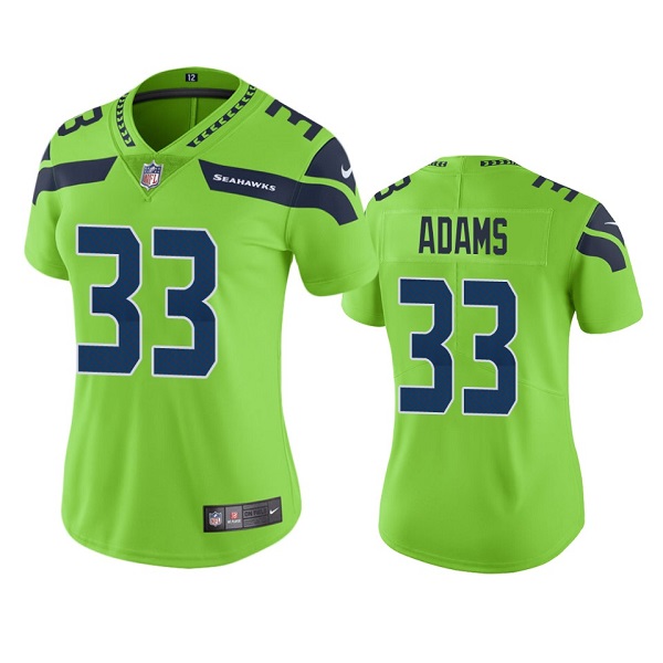 Women's Seattle Seahawks #33 Jamal Adams Green Color Rush Stitched Jersey(Run Small)